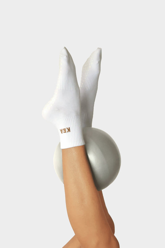Crew Non Slip Grip Socks - Kea Active White